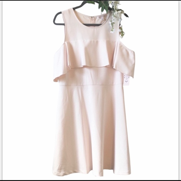 Nanette Lepore• Blush Cold shoulder ruffle fit & flare mini dress•size12 - Picture 1 of 6